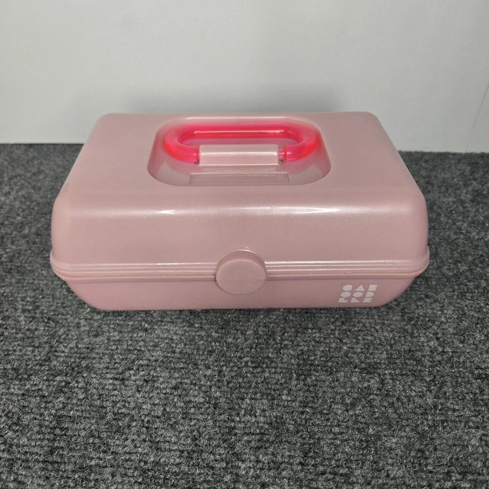Caboodles Pretty In Petite Classic 2 Tier‎ Makeup Case W/ Mirror Pink  9x6x4